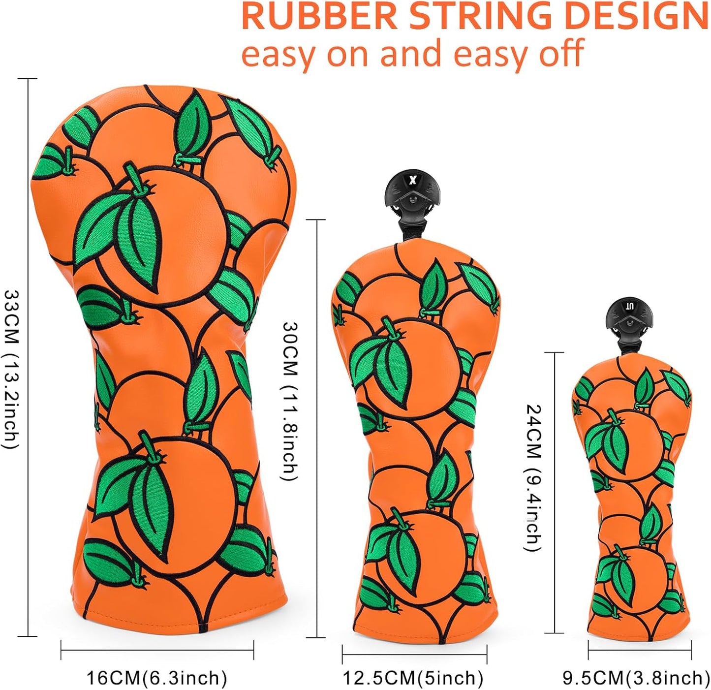 Club Covers Orange Golf Head Cover Driver Covers Fairway Wood Headcover Hybrid Cover Leather Golf Headcover for Scotty Cameron Taylormade Titleist Odyssey