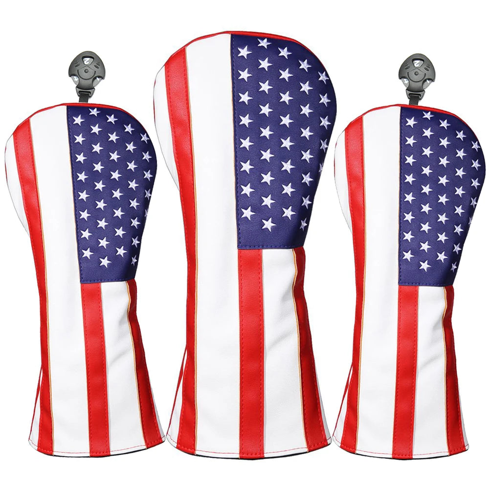 USA Golf Head Covers for Driver & Fairway Woods - Premium Leather Headcovers, Designed to Fit All Woods and Drivers