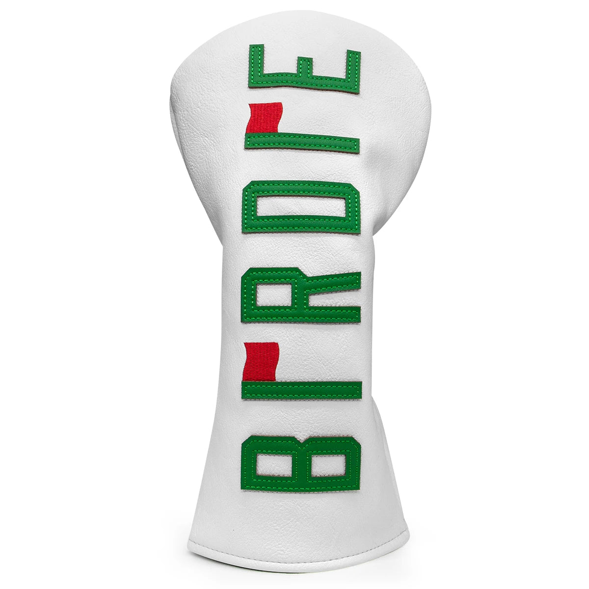 Premium Leather Golf Headcovers with White Birdie Applique, Golf Driver Head Cover, Embroidery Lucky Clover, Fairway(Fw) Wood