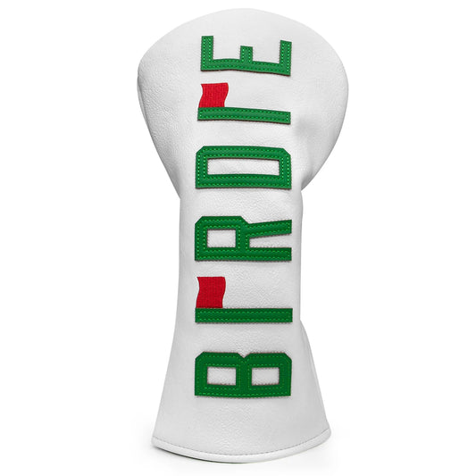 Premium Leather Golf Headcovers with White Birdie Applique, Golf Driver Head Cover, Embroidery Lucky Clover, Fairway(Fw) Wood