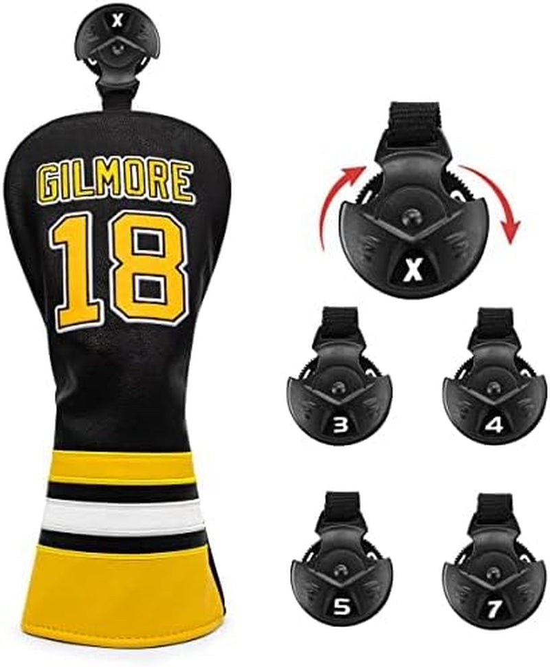 Golf Headcovers Happy Gilmore Golf Club Head Covers Advanced Embroidery Premium Leather Driver Headcover Fairway Wood Covers Hybrid Head Covers, Golf Mallet Blade Putter Cover (1Pcs)