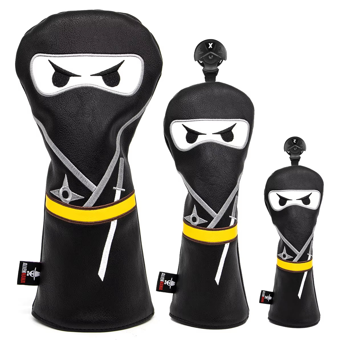 Golf Club Headcover Set Aliennana Black Ninja Driver Head Cover Fairway Golf Headcvoer Hybird Blade Putter Mallet Putter Covers
