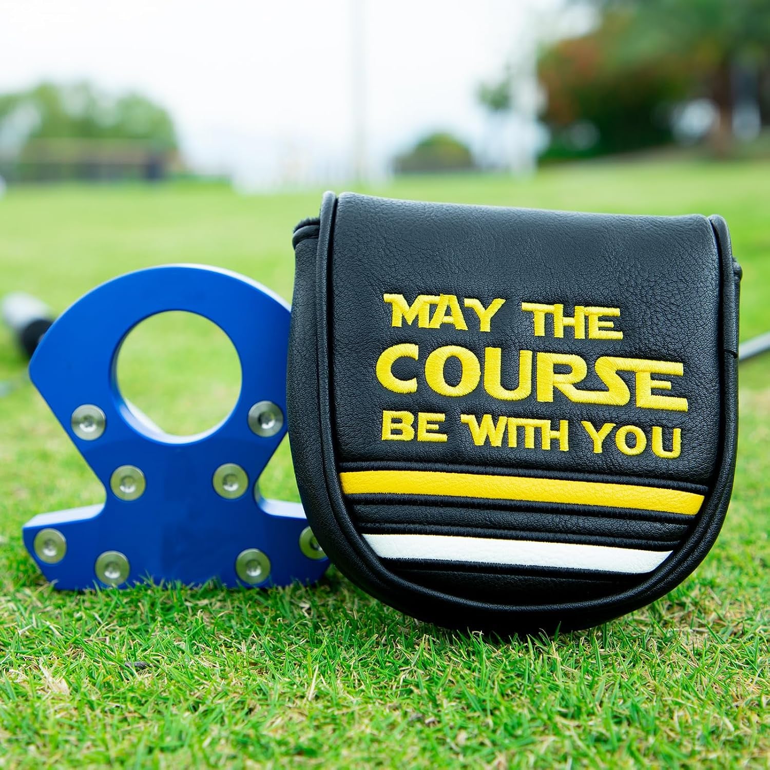 Golf Headcovers Golf Club Head Covers Elegant Embroidery Premium Leather Driver Headcovers May the Course Be with You Fairway Wood Head Cover Hybrid Covers Putter Covers for DF3 OZ1