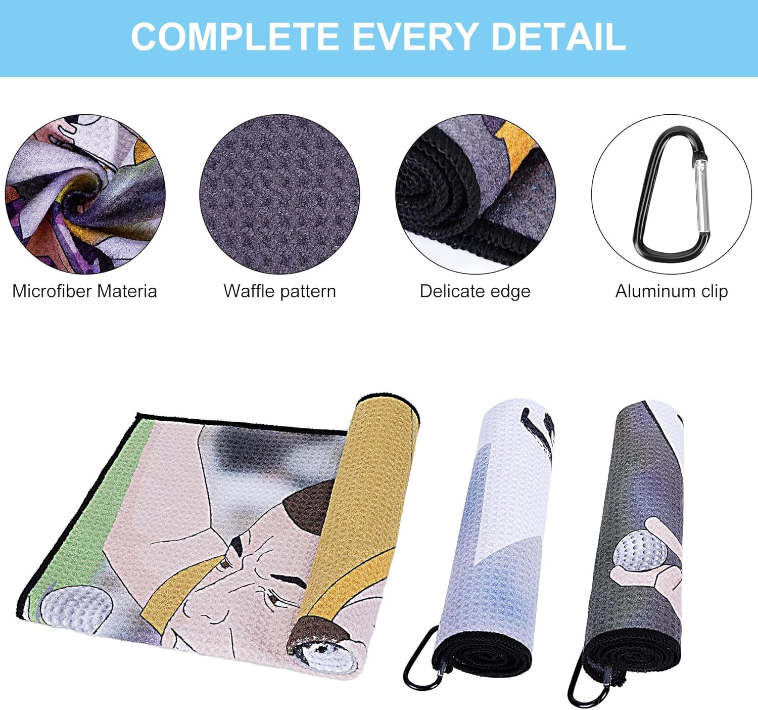 Golf Towel 3 Pcs Funny Golf Club Clean Set for Golf Bags with Clip, Funny Gifts for Golf Fans
