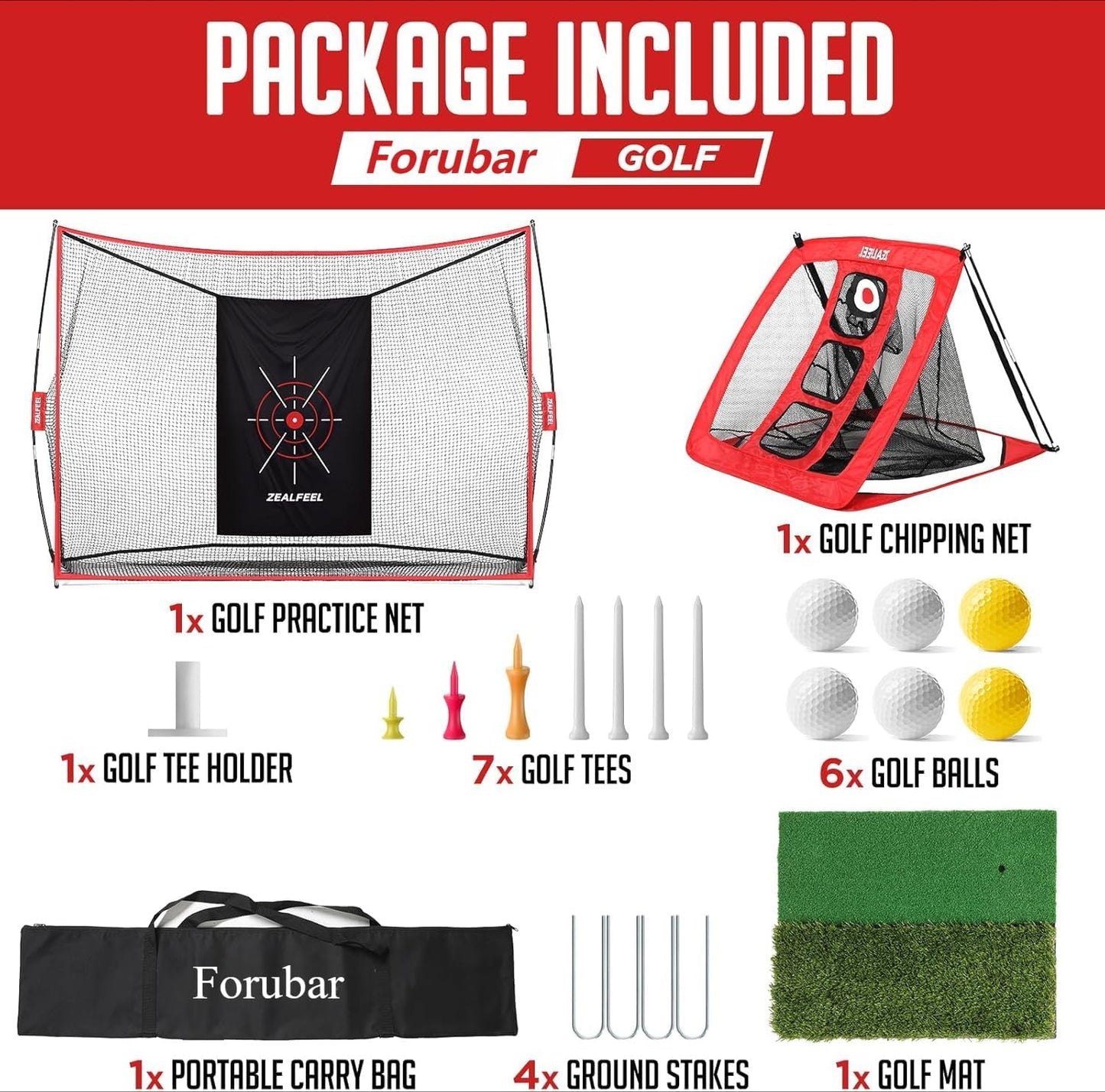 Golf Practice Net, 3X2M Golf Net with Chipping Net, Golf Mat, Silk Target, 8 Golf Tees, 6 Golf Balls, Carry Bag, Golf Hiting Nets for Backyard Driving Chipping Indoor Outdoor Use