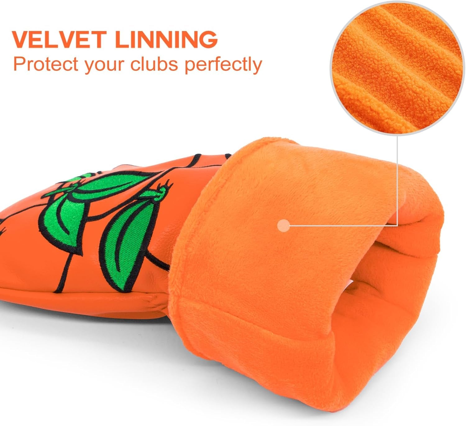 Club Covers Orange Golf Head Cover Driver Covers Fairway Wood Headcover Hybrid Cover Leather Golf Headcover for Scotty Cameron Taylormade Titleist Odyssey