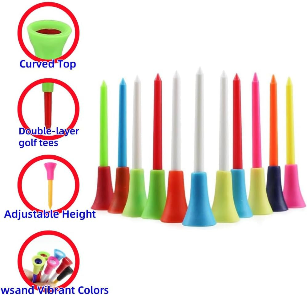 Padded Golf Tee, Color-Mixed Golf Pad, 50 Rubber Golf Tee Pieces
