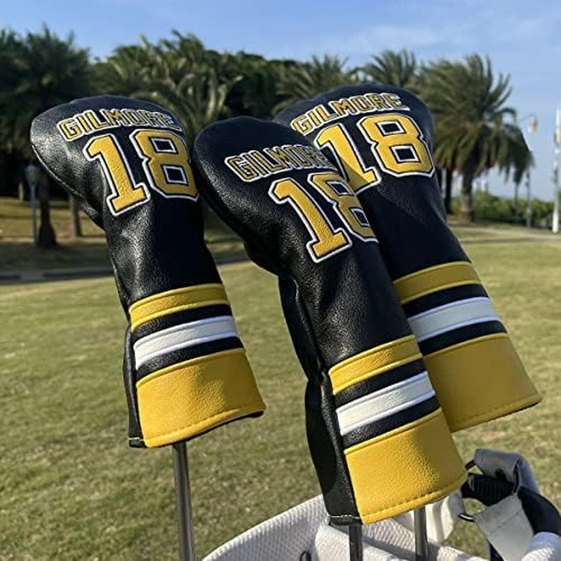 Golf Headcovers Happy Gilmore Golf Club Head Covers Advanced Embroidery Premium Leather Driver Headcover Fairway Wood Covers Hybrid Head Covers, Golf Mallet Blade Putter Cover (1Pcs)