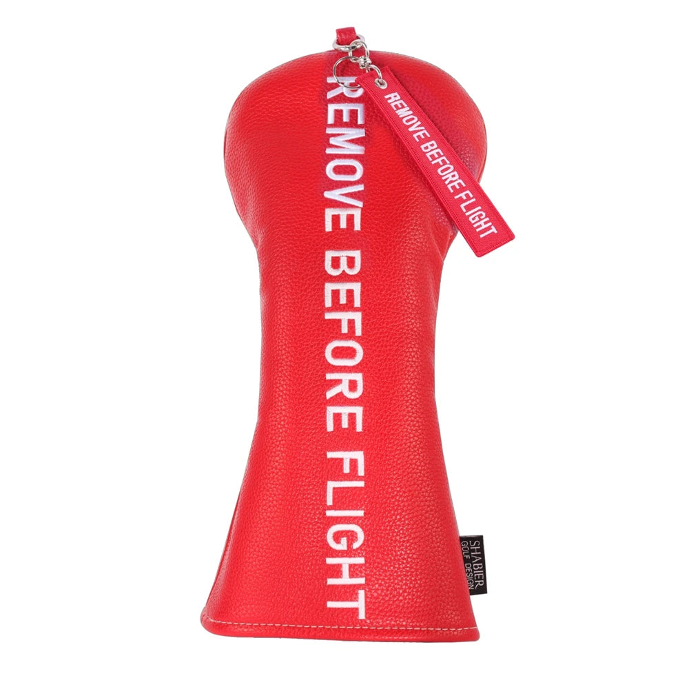 White PU Leather Remove before Flight Golf Headcover Golf 460CC Driver Cover Wood Hybrid Alignment Stick Covers