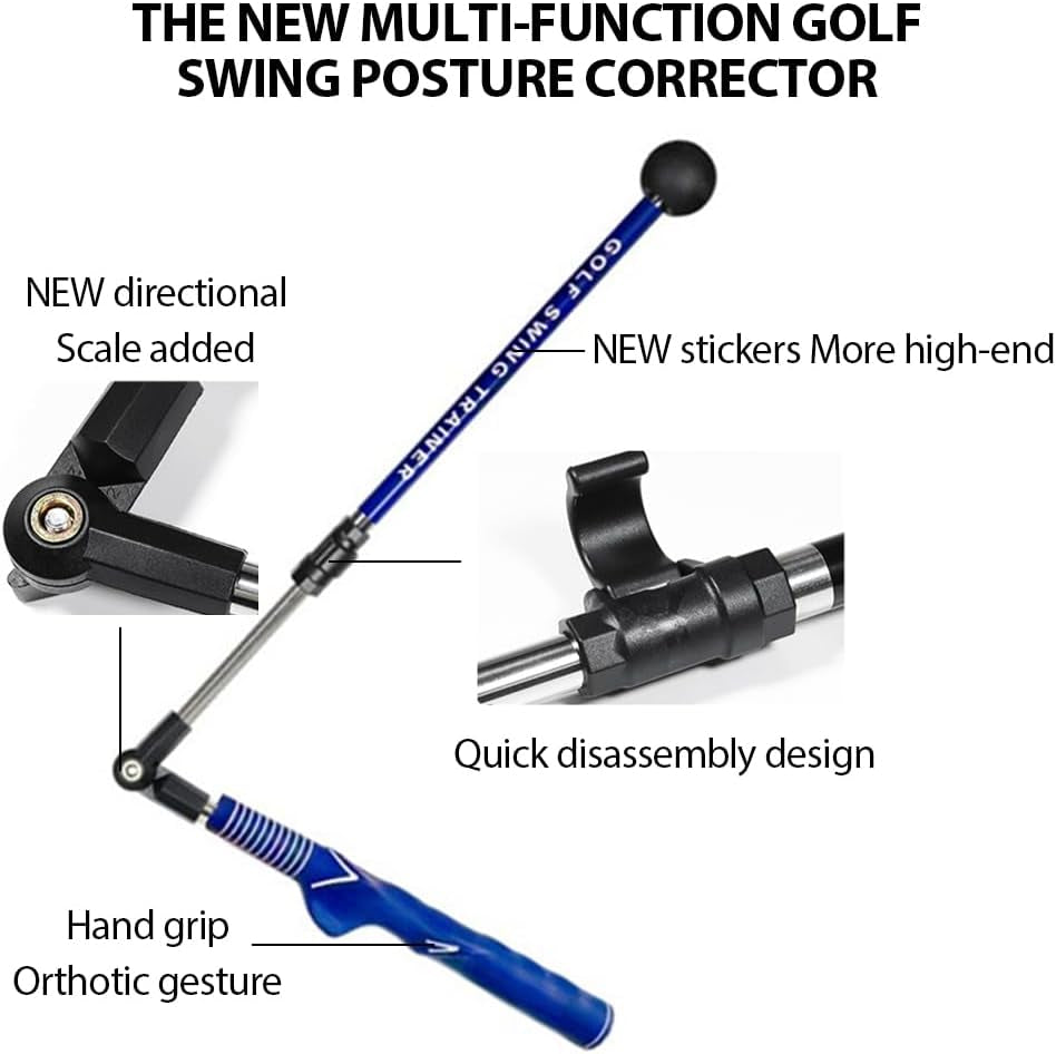 Golf Swing Trainer Adjustable, Golf Swing Trainer Aid, Golf Swing Speed Trainer, Foldable Adjustable Golf Training Aid, Golf Warm up Stick, Right-Handed Golf Training Grip