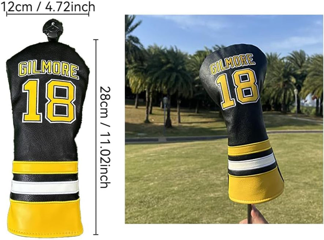 Golf Headcovers Happy Gilmore Golf Club Head Covers Advanced Embroidery Premium Leather Driver Headcover Fairway Wood Covers Hybrid Head Covers, Golf Mallet Blade Putter Cover (1Pcs)