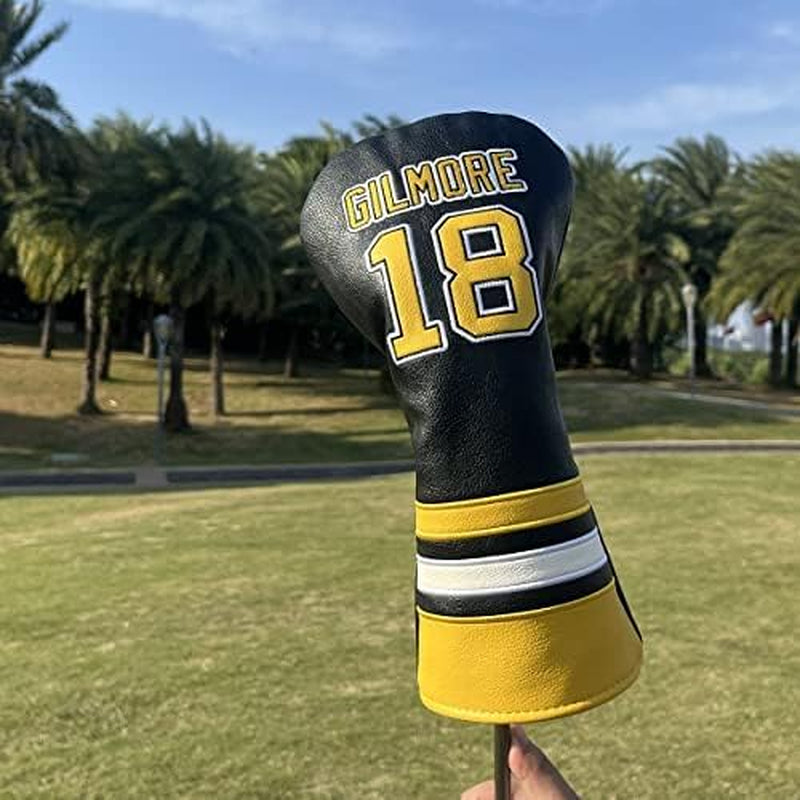 Golf Headcovers Happy Gilmore Golf Club Head Covers Advanced Embroidery Premium Leather Driver Headcover Fairway Wood Covers Hybrid Head Covers, Golf Mallet Blade Putter Cover (1Pcs)