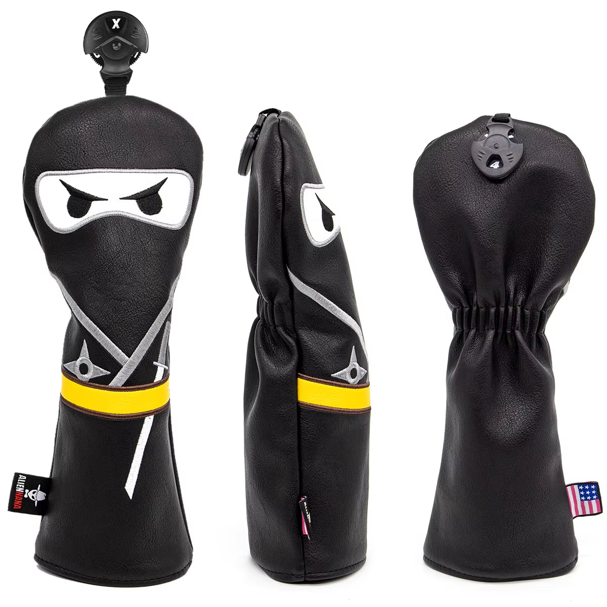 Golf Club Headcover Set Aliennana Black Ninja Driver Head Cover Fairway Golf Headcvoer Hybird Blade Putter Mallet Putter Covers