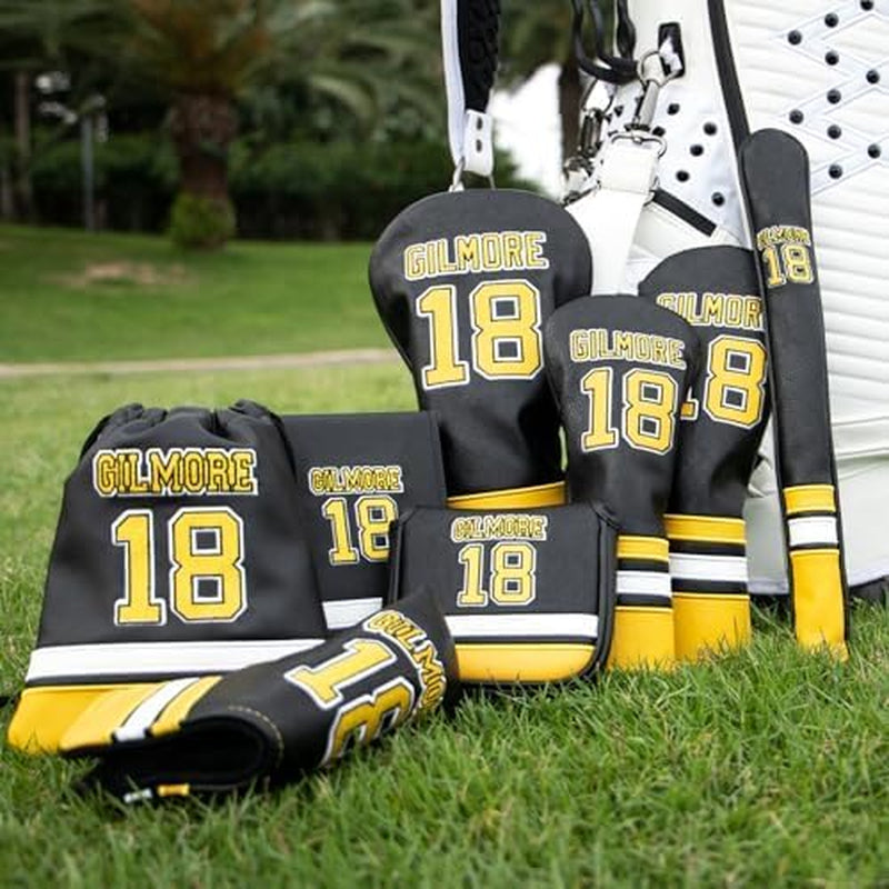 Golf Headcovers Happy Gilmore Golf Club Head Covers Advanced Embroidery Premium Leather Driver Headcover Fairway Wood Covers Hybrid Head Covers, Golf Mallet Blade Putter Cover (1Pcs)