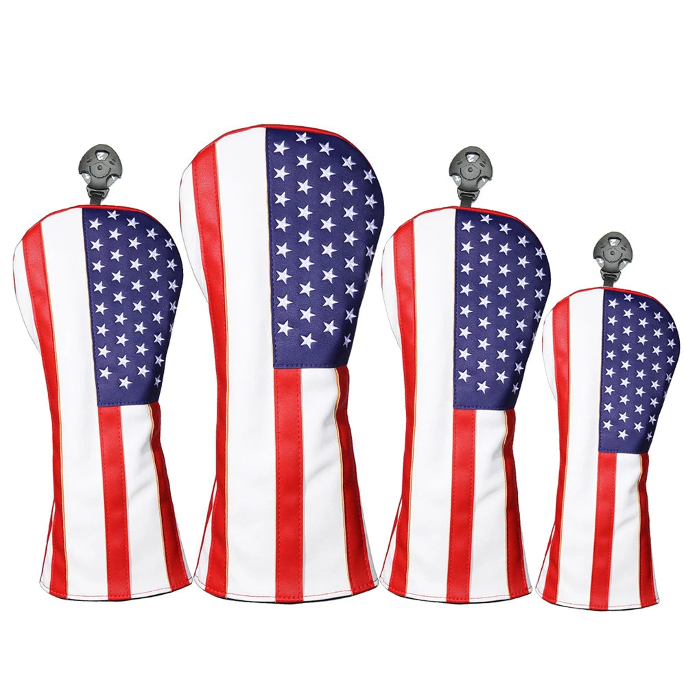 USA Golf Head Covers for Driver & Fairway Woods - Premium Leather Headcovers, Designed to Fit All Woods and Drivers