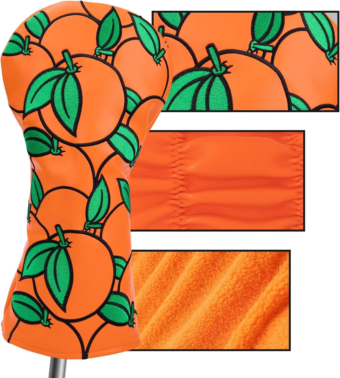 Club Covers Orange Golf Head Cover Driver Covers Fairway Wood Headcover Hybrid Cover Leather Golf Headcover for Scotty Cameron Taylormade Titleist Odyssey