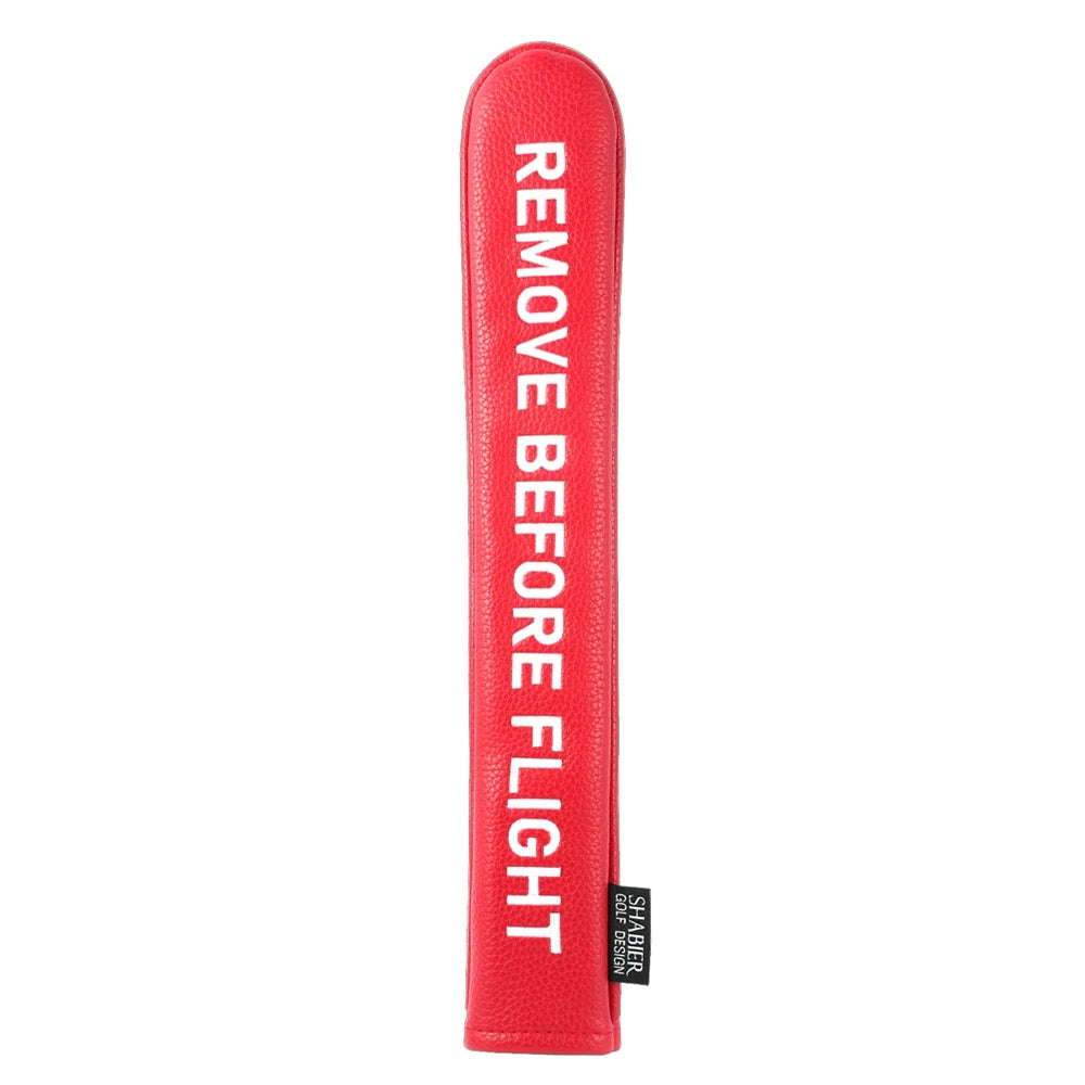 White PU Leather Remove before Flight Golf Headcover Golf 460CC Driver Cover Wood Hybrid Alignment Stick Covers