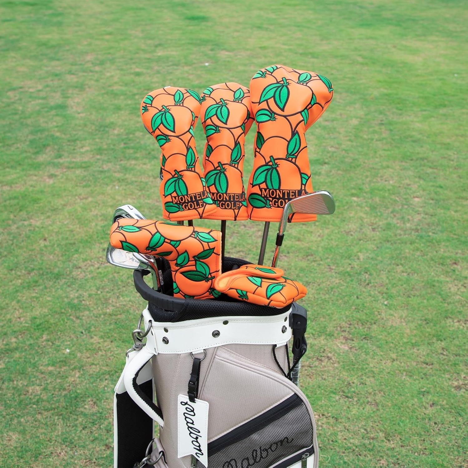 Club Covers Orange Golf Head Cover Driver Covers Fairway Wood Headcover Hybrid Cover Leather Golf Headcover for Scotty Cameron Taylormade Titleist Odyssey