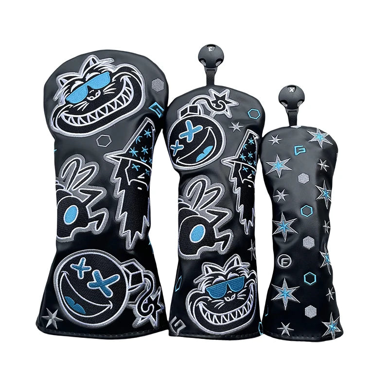 Golf Club Headcovers Wizard Cat Design Cut Driver Fairway Hybrid Cover Waterproof Protector Set Soft Durable Golf Headcover