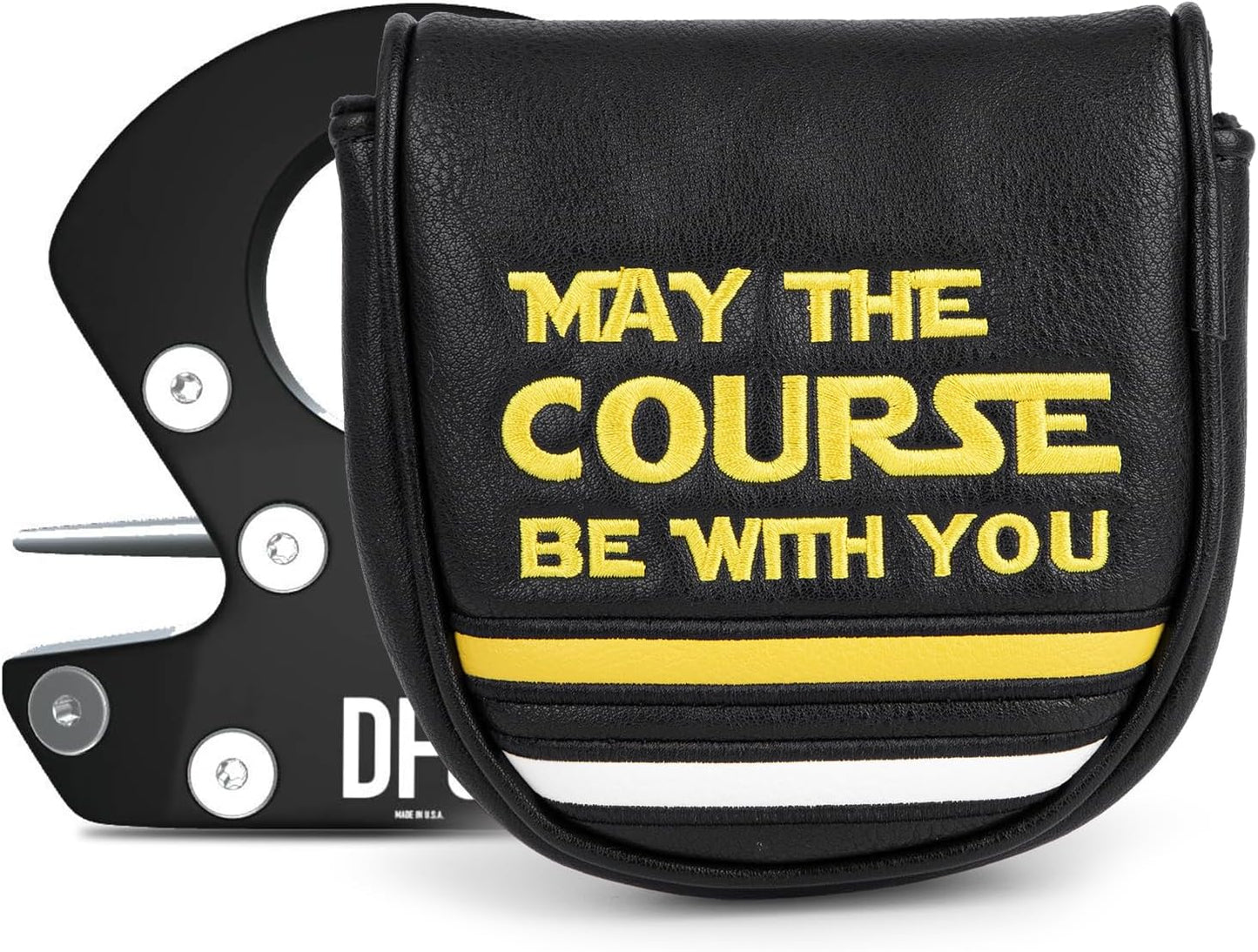 Golf Headcovers Golf Club Head Covers Elegant Embroidery Premium Leather Driver Headcovers May the Course Be with You Fairway Wood Head Cover Hybrid Covers Putter Covers for DF3 OZ1