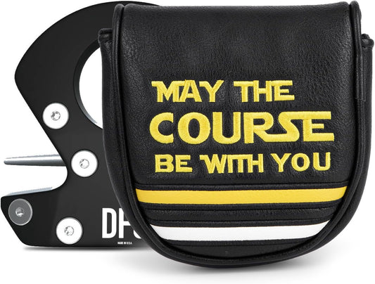 Golf Headcovers Golf Club Head Covers Elegant Embroidery Premium Leather Driver Headcovers May the Course Be with You Fairway Wood Head Cover Hybrid Covers Putter Covers for DF3 OZ1