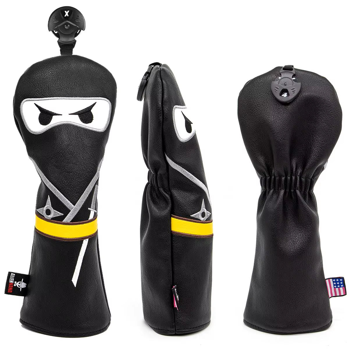 Golf Club Headcover Set Aliennana Black Ninja Driver Head Cover Fairway Golf Headcvoer Hybird Blade Putter Mallet Putter Covers