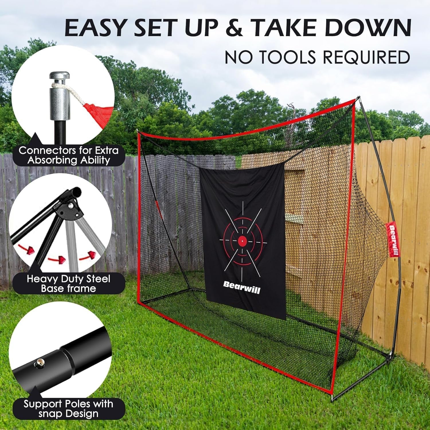 Golf Practice Net, 3X2M Golf Net with Chipping Net, Golf Mat, Silk Target, 8 Golf Tees, 6 Golf Balls, Carry Bag, Golf Hiting Nets for Backyard Driving Chipping Indoor Outdoor Use