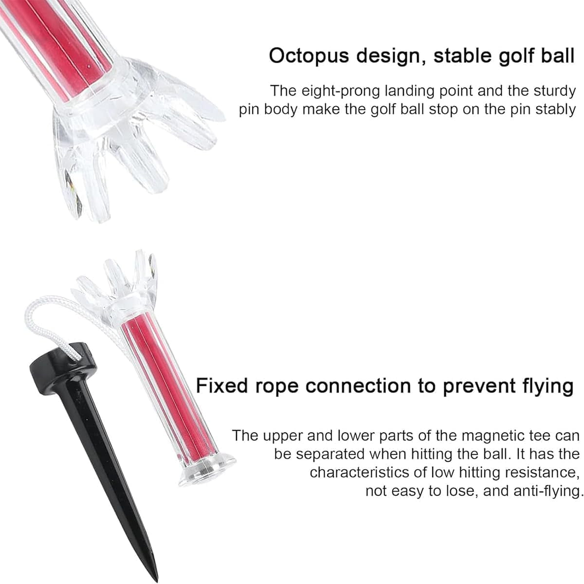 5 PCS Golf Ball Tees, Magnetic Golf Tees 360° Rotation, Magnetic Golf Tees, Golf Support Tees, Stable Long Golf Tees for Golfer Practice