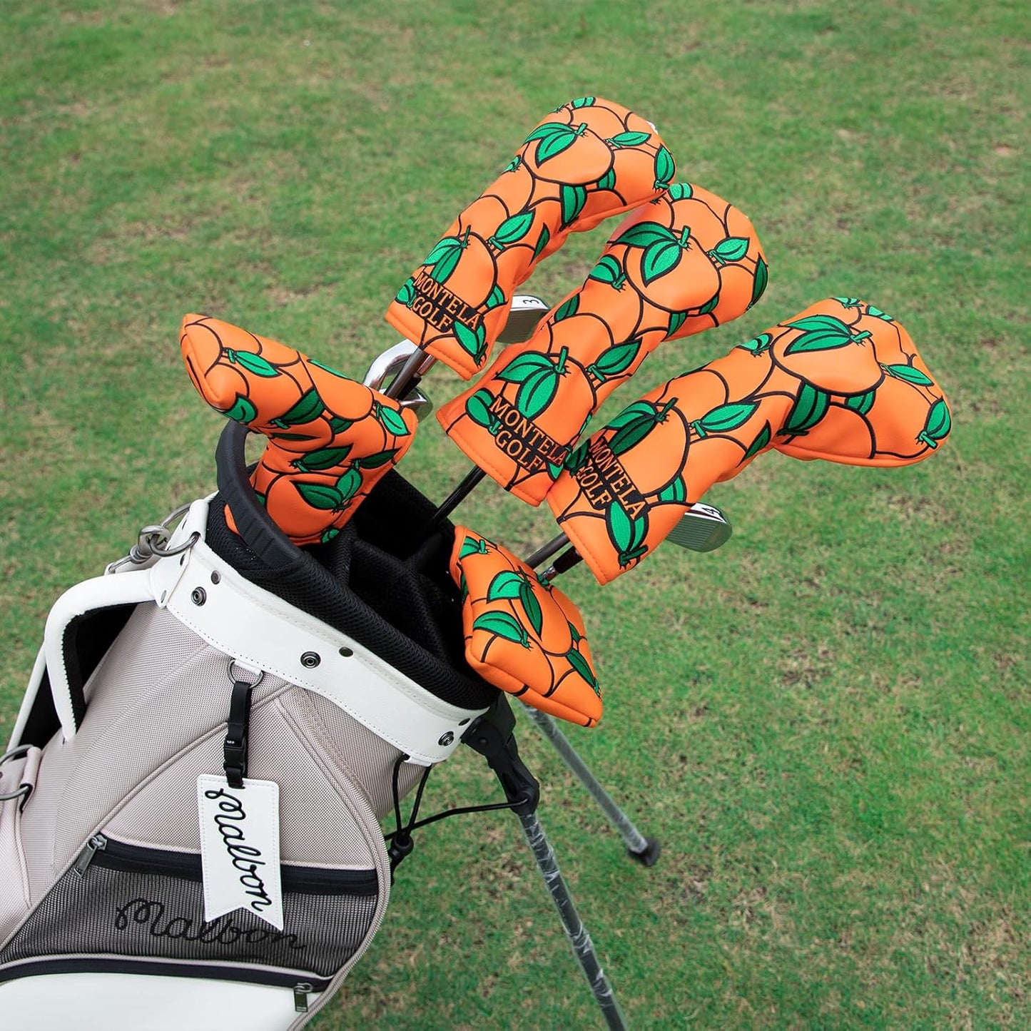 Club Covers Orange Golf Head Cover Driver Covers Fairway Wood Headcover Hybrid Cover Leather Golf Headcover for Scotty Cameron Taylormade Titleist Odyssey