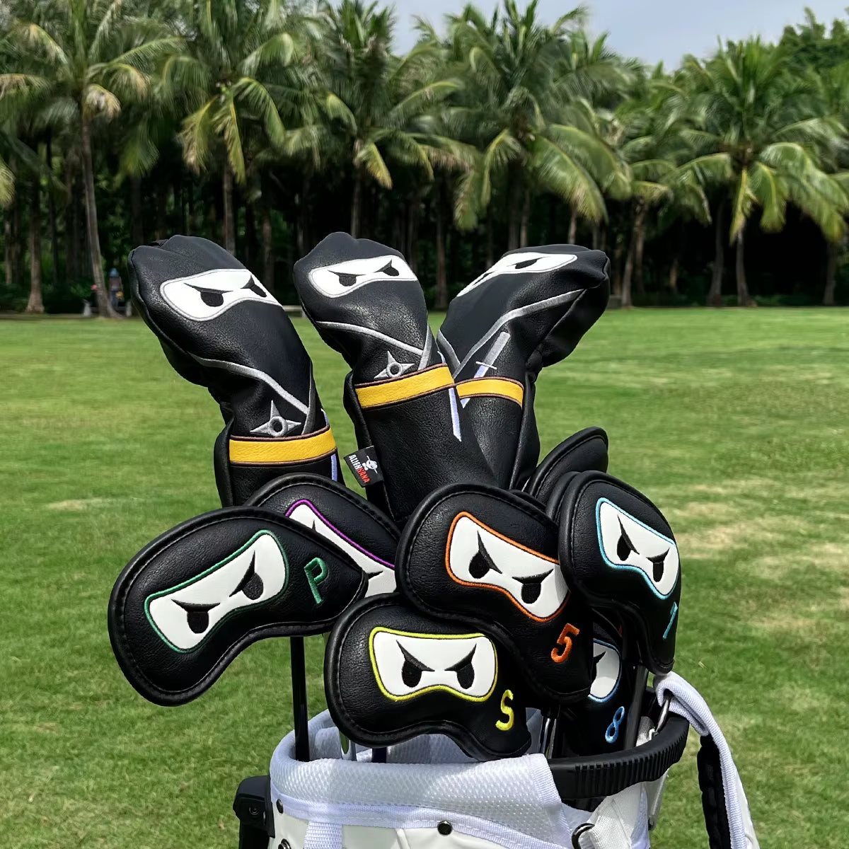 Golf Club Headcover Set Aliennana Black Ninja Driver Head Cover Fairway Golf Headcvoer Hybird Blade Putter Mallet Putter Covers
