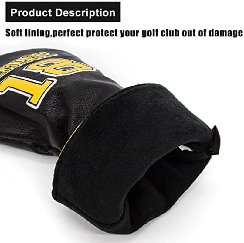 Golf Headcovers Happy Gilmore Golf Club Head Covers Advanced Embroidery Premium Leather Driver Headcover Fairway Wood Covers Hybrid Head Covers, Golf Mallet Blade Putter Cover (1Pcs)