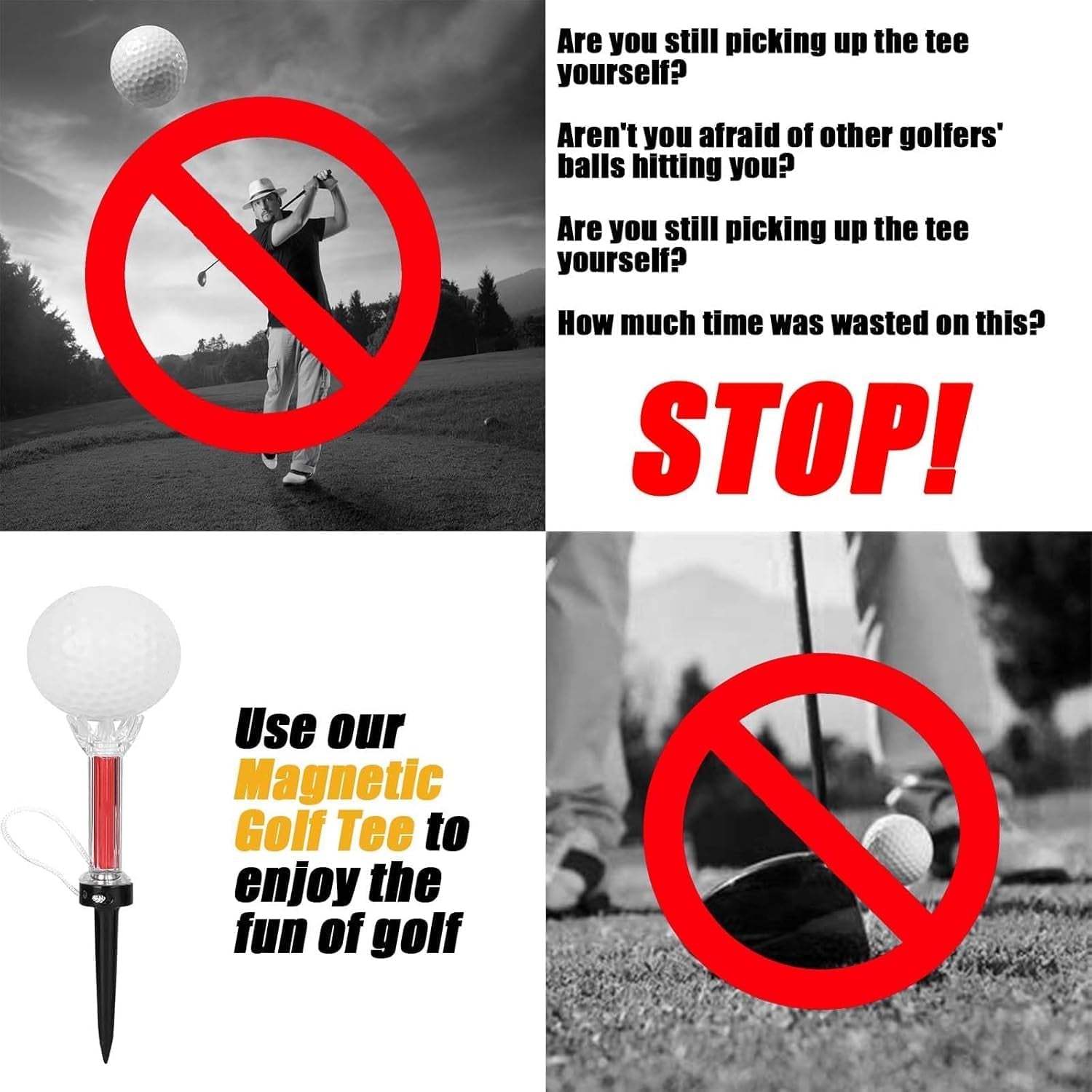 5 PCS Golf Ball Tees, Magnetic Golf Tees 360° Rotation, Magnetic Golf Tees, Golf Support Tees, Stable Long Golf Tees for Golfer Practice
