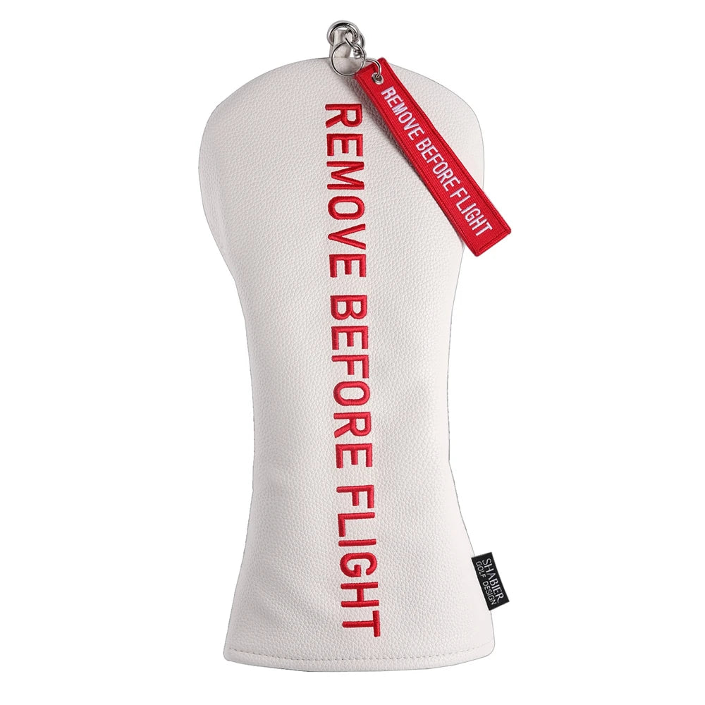 White PU Leather Remove before Flight Golf Headcover Golf 460CC Driver Cover Wood Hybrid Alignment Stick Covers
