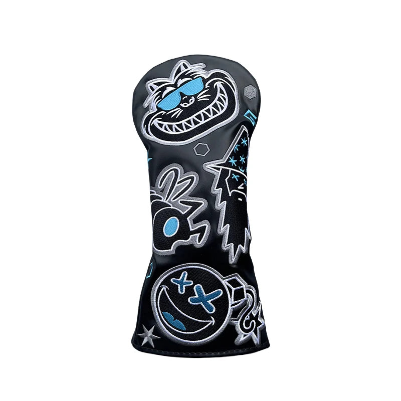 Golf Club Headcovers Wizard Cat Design Cut Driver Fairway Hybrid Cover Waterproof Protector Set Soft Durable Golf Headcover