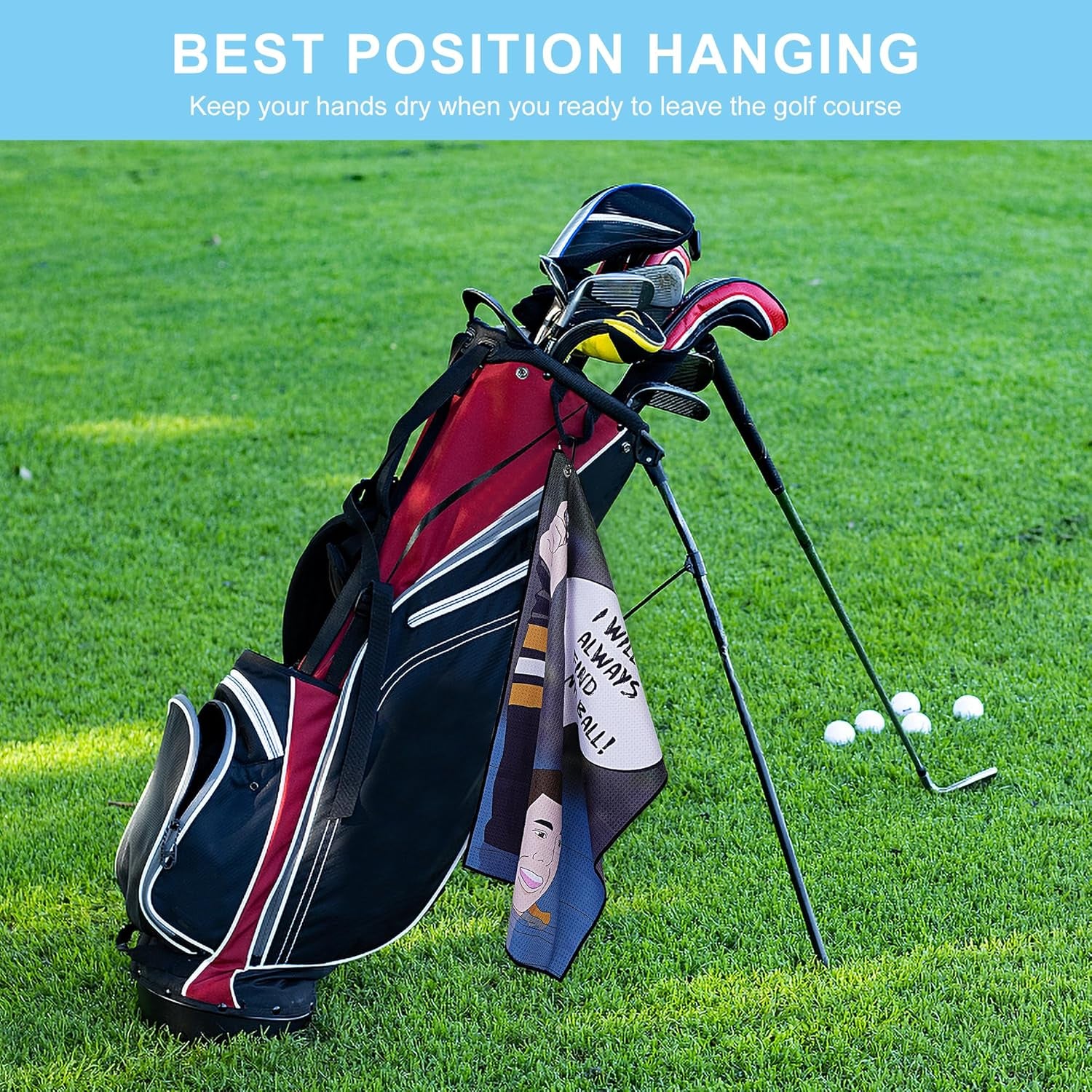 Golf Towel 3 Pcs Funny Golf Club Clean Set for Golf Bags with Clip, Funny Gifts for Golf Fans